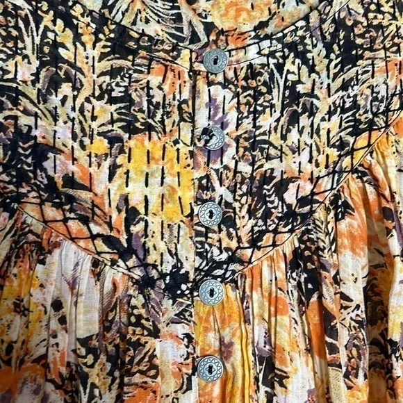 Free People Cool Meadow Printed Top in Midnight Combo Medium - Picture 8 of 13